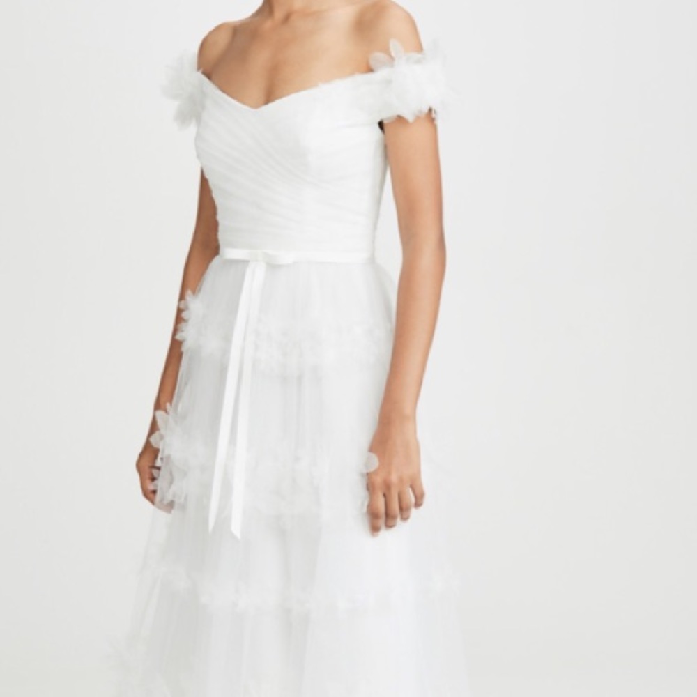 Marchesa Notte Tulle Tea Length Gown - Picture 2 of 7